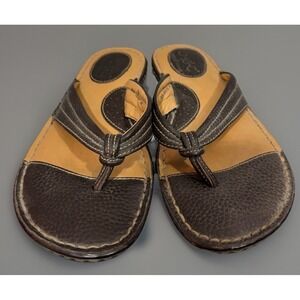 BOC Womens Size 7 Flip Flop Flats Sandals‎ Brown 7M Faux Leather Cushioned